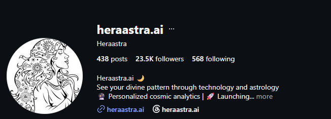 Heraastra Instagram profile showing 23.5K followers built by Rishik Media